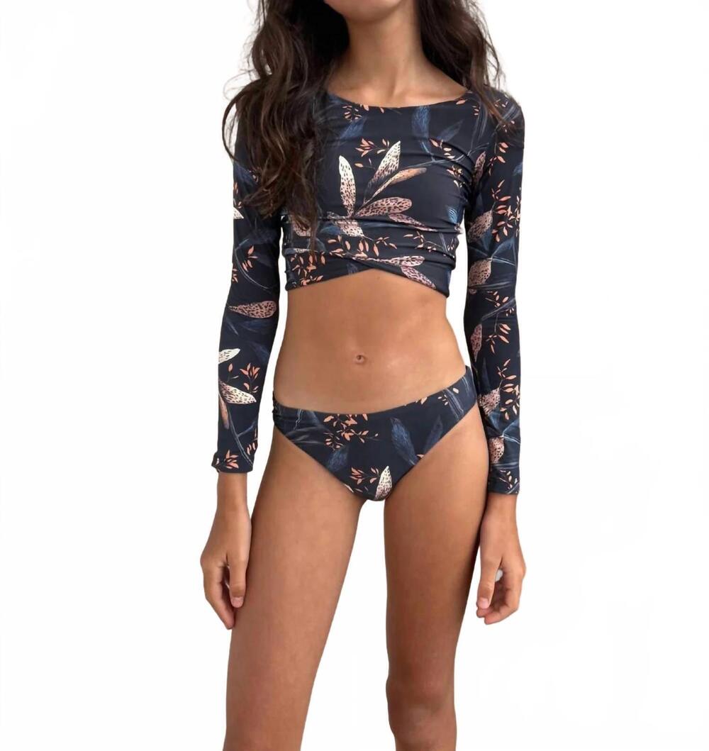 NEW MALAI girls wild folliage stardust set in blue